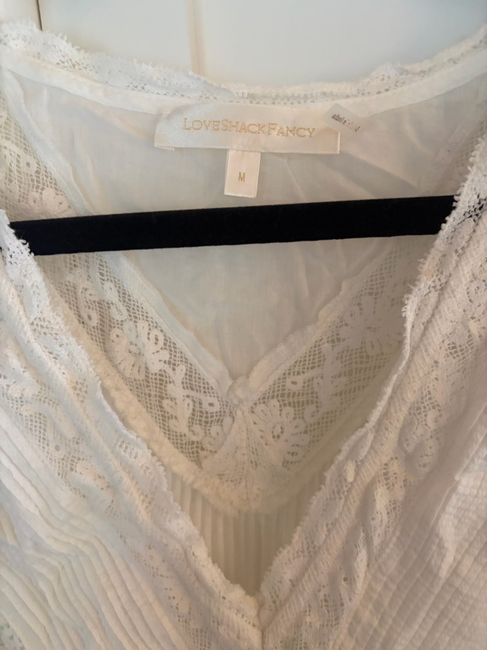 LOVESHACKFANCY Calamina Lace Trim Pintuck Dress - Bright White - Picture 7 of 8